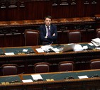 Photoansa 2014: Cap.1, Matteo Renzi durante il dibattito per il voto di fiducia. Maurizio Brambatti © ANSA