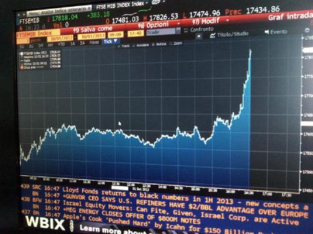 Un grafico con l'andamento della Borsa di Milano il primo ottobre 2013 © ANSA 