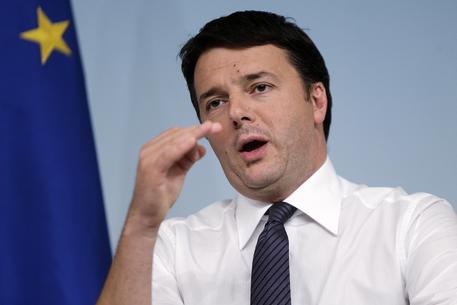 Matteo Renzi, durante la conferenza stampa per illustrare le linee guida del provvedimento Sblocca-Italia © ANSA