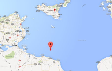 Nella cartina tratta da Google Map il luogo del naufragio, 19 aprile 2015 © ANSA