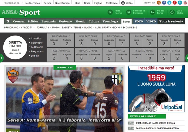 La nuova pagina Sport di Ansa.it
