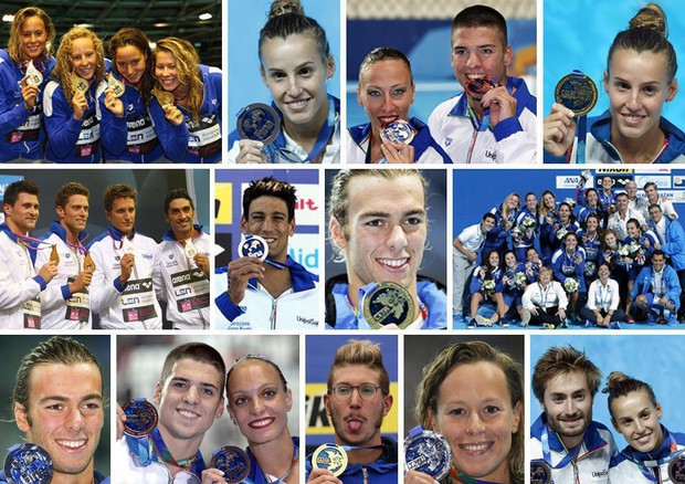 Tutti i medagliati azzurri a Kazan 2015 © ANSA