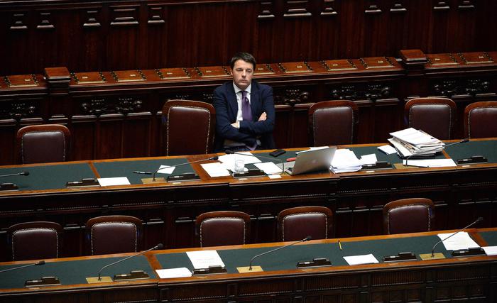 Photoansa 2014: Cap.1, Matteo Renzi durante il dibattito per il voto di fiducia. Maurizio Brambatti (foto: ANSA)