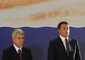 Il premier Matteo Renzi e il governatore della Puglia Nichi Vendola all'inaugurazione della Fiera del Levante © 