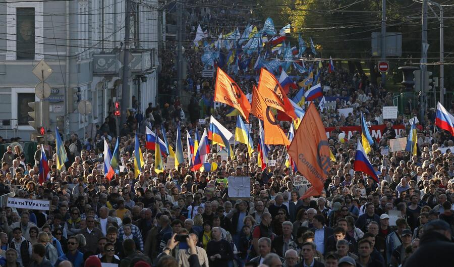 Un momento della marcia a Mosca a favore della pace in Ucraina © ANSA