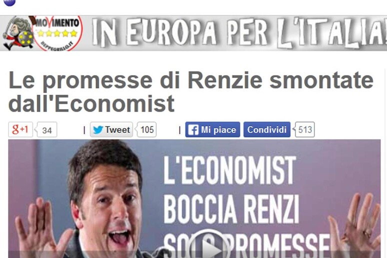 Governo: Grillo mette sul blog critiche Economist a Renzi - RIPRODUZIONE RISERVATA