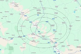 Terremoto nel Senese (rielaborazione da fonte Google Maps)